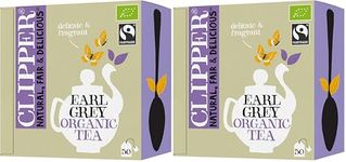 Clipper Organic Earl Grey Tea Bags | Box of 50 Teabags | Organic Tea for Home & Office | Eco-Conscious, Fair Trade Tea | Natural, Unbleached, Plant-Based, Compostable & Biodegradable Tea Bag