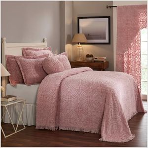 Better Trends Wedding Ring Collection is Super Soft and Light Weight in Loop Design 100% Cotton Tufted Unique Luxurious Machine Washable Tumble Dry, Full/Double Bedspread Set, Pink