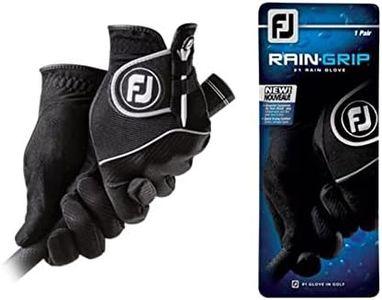 FootJoy RainGrip Men's Golf Gloves Pair, Black, M