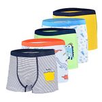 Tphon Boys Boxer Briefs, Toddler Kids Soft Cotton Underwear 5 Pairs Little Big Boy Dinosaur Shark Shorts Set