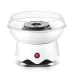 Electric Cotton Candy Machine, Homemade Floss Sweets Maker, Portable Cotton Sugar Machine for Kids, DIY Mini Marshmallow Machine with 20 Bamboo Stick for Home Birthday Family Party (White)