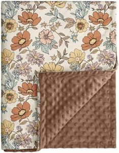 CIVARUA KIDS Baby Blanket for Girls, Soft Cozy Nursery Minky Blanket with Double Layer Dotted Backing for Infant Toddler in Crib Stroller, Floral Vintage Brown Blanket, 30x40 Inches