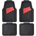 CAR PASS 4-Piece Car Mat Set - Universal Waterproof Floor Mats for Most Vehicles, Durable All-Weather Mats (Black and Red Carbon)