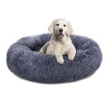 Plush Calming Dog Bed, Donut Dog Bed for Small Medium Large Dogs, Anti Anxiety Round Dog Bed, Soft Fuzzy Calming Bed for Dogs & Cats, Comfy Cat Bed, Marshmallow Cuddler Nest Calming Pet Bed