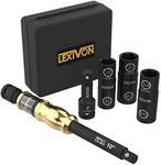 LEXIVON 10-Inch Speed Collar Extension Bar and 1/2-Inch Lug Nut Impact Socket Set | 6 Total Lug Nut Sizes. Cr-Mo Steel, Fully Impact Grade