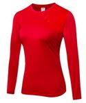 NXANZ Women's1/ 3Pack Short/Long Sleeve Shirts Quick Dry Tops Hiking Outdoor Running Workout T-Shirts(Red 1 Long Sleeved,L), Large