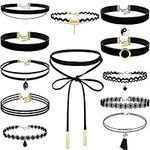 Choker Necklace for Women, Shynek 12 Pcs Black Choker Necklace Set Black Lace Tattoo Velvet Chokers for Women and Teen Girls