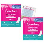 Carefree Panty Liners Cotton Fresh Fragrance | Breathable Pantyliners with Cotton Extract | Soft Touch Cover | Pack of 2X 56 (112 Pantyliners) Including Jaspem Period Tracker