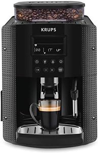 Krups Máquina de café Essential, molinillo de granos, cafetera espresso, pantalla LCD, limpieza automática, boquilla de vapor para capuchino negro YY8135FD