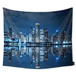 oFloral Downtown at Night Hanging Tapestry Cityscape Skyline Luxury Buildings Tapestries Living Room Bedroom for Women by Printed 60x80 Inches