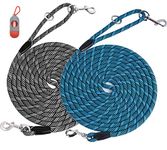 (2 Pack) 15FT Long Dog Leash for Dog Training, Check Cord Recall Training Agility Lead for Large Medium Small Dogs,Rope Leashes Great for Playing, Camping, or Backyard