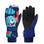 Waterproof Kids Gloves Winter Cold Weather Fleece Lined Thermal Warm Snow Ski Cycling Glove for Age1-13 Boys Girls Kid Boy Toddler Girl Children Skiing Snowboarding Running Walking Sport M