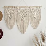 Hibisaws Macrame Wall Hanging Art Woven Tapestry Boho Decoration Chic Home Decor Apartment Dorm Room Decoration 110 cm (W) x 82 cm (H), Balcony Decoration, Wall Decoration Boho (F)