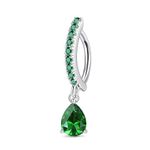 JeryWe New 14G Dangle Cliker Belly Button Rings Teardrop Navel Rings Belly Piercing Jewelry Green