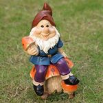 Drinking Garden Gnome Sitting on Rocking Chair, Outdoor Gnome Statue Decorations, Funny Garden Figurines for Lawn Patio (C)