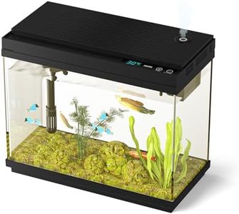 Xyingshine Fish Tank Smart Aquarium Kit: 2.5Gal Auto-Humidifying with Intelligent Mist Spray, Ultra-Quiet Silent Pump, Multi-Layer Filtration System, 7 Color Lights&LED Display-Desktop Decor for Room