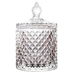 LUCKTE Home Decorative Butterfly Candy Jar Candy Dish Candy Buffet Storage Container Clear Crystal Diamond Faceted Jar with Crystal Lid-Large- (Transparent, 16oz)