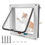 Large Cat Flap, 4 Way Locking Cat Flap Door, Cat Flap Dog Flap Pet Flap Door for Pets, Large Cat Flaps for Wooden Doors, Cat Flaps for Upvc Door Glass Doors, Pet Flap for Small Dogs, Cats（White）