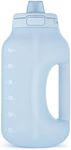 Ello Hydra 64oz Half Gallon Water Jug with Handle and Motivational Time Markers for All Day Hydration, Plastic Reusable Water Bottle with Straw and Locking, Leak Proof Lid, BPA Free, Hallogen Blue