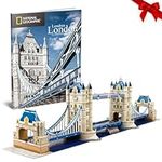 CubicFun National Geographic 3D Puzzle London Britain Architecture Model Kits Toys for Adults and Children, The Tower Bridge, DIY Toys with a Booklet, Christmas Decoration for Kids