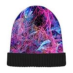 Purple Wave Bomber Men Novelty Beanie Hats Women Winter Knitted Hat