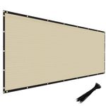 Windscreen4less Heavy Duty Privacy Screen Fence in Color Beige with White Strips 5' x 50' Brass Grommets w/3-Year Warranty 140 GSM (Customized Sizes Available)