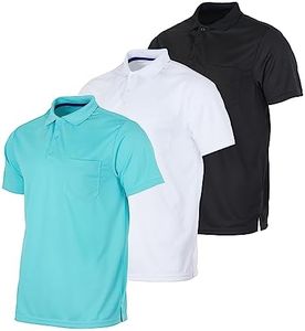 Real Essentials 3 Pack: Mens Big & Tall Polo Shirt Quick Dry Fit Active Polo Shirts for Men Front Pocket Short Sleeve Button Collared Tees Tops Golf Tennis Heavy King Size Clothes - Set 6, 3X Tall