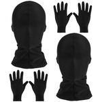 Hicarer 2 Pieces Full Face Mask Halloween Spandex Black with 2 Pair Gloves Mask Unisex Faceless Mask Full Face Soft and Elastic Head Mask for Halloween Party Fancy Dress Cosplay