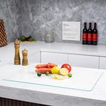 large Tempered glass cutting boards for kitchen 18 x 24- High Transparency for Countertop Protection, Scratch-Resistant with Minimal Knife Marks, Heat-Resistant, Dishwasher Safe