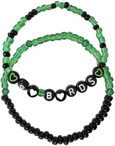 Zylaphia 2Pcs Bracelet for Football Fans - Green Football Fan Bracelets, Gameday Cheerleader Accessories for Tailgate Party Outfits Women