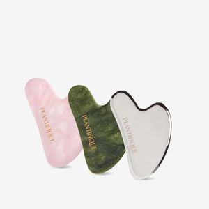 PLANTIFIQUE Gua Sha Bundle – Jade, Rose Quartz & Stainless Steel – Anti-Aging Massage Tools for Jawline Shaping & Skin Care Routine
