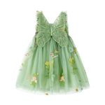 Miipat Baby Girl Tulle Dress Embroidery Flower Toddler Sleeveless Tutu Dress Princess Birthday Party Dresses(OliveGreen, 12-18M)