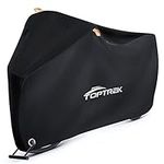 Toptrek Bike Cover, Bike Covers for Outside Storage, 210T Outdoor Waterproof Bicycle Cover with Lock Holes, Anti Rain UV Bike Covers with Storage Bag for Mountain Bike, Road Bike, E-bike（Black）