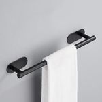 Boniry Aluminium Towel Holder for Bathroom/Towel Rod/Towel Hanger for Wash Basin/Towel Stand with Hooks/Bathroom Accessories (16 inch - Black) (2 PCS)