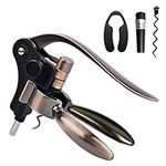 Wine Opener Lever Corkscrew Manual Bottle Opener with Foil Cutter-Wine Stopper| Extra Spiral-Rabbit Style Corkscrew