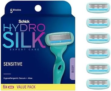 Schick Hydro Silk Sensitive Razor Blade Refills, 6 Count | 5-Blade Sensitive Skin Razors for Women | Womens Razor Refills for Sensitive Skin