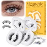 QUEWEL Magnetic-Eyelashes Natural Look, Reusable Magnetic Lashes with Applicator, No Glue Needed and without Eyeliner, Easy to Wear and Remove(GDCX style C+D)