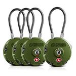 Savior Equipment Quality TSA-Approved 3-Digit Combination Cable Travel Luggage Locks For Rifle Bag Firearm Gun Case Accessories Ammo Boxes Outdoor Storage, Robust Zinc Alloy Body, Braided Steel Cable (Olive Drab Green, 4-Pack)