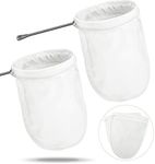 Tatuo 4 Pieces 5.5 Inch Ultra Fine Mesh Strainer Bags Reusable Filter with 2 Stainless Steel Frame with Handle for Filter Nut Milk Coffee Tea Traditional Thai Butter Bag Juices and Fresh Cheese Cotton