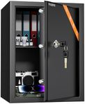 WASJOYE Safe Lock Box wite Keys, High Security Safety Box, 49L Steel Lock Safes for Home/Office, Cabinet Keys Safe Lock Box for Money Cash Jewelry Medicine Document, 45 * 35 * 31CM