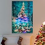 Lphianx Christmas Tree Pictures with Lights, 80 LEDs 57 * 35 inch, DIY Mode, 20 Sence, Color Changing Sync Musical APP Indoor Outdoor Christmas Tree Light Show for Decorations