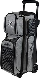 KR Strikeforce Royal Flush Triple Roller Bowling Bag for Three Bowling Balls, Shoes & Accessories (Silver)