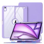 MoKo for iPad Air 6th Generation 11 Inch M2 Case 2024, iPad Air 5th/4th Gen Case 2022/2020 with Pencil Holder, [Magnetic Multi Angle Stand, Clear Back Cover], iPad Air 11" Case, Purple