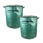 Heavy Duty 265L 265 Litre Compost Bag, Set of 2 - 80cm x 65cm - Durable PP Woven Fabric - Water Repellent Coating - Double Stitched Strong Handles - Zip Closure Lid.