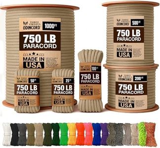 Three Vikings Paracord Rope - 100% Nylon 11 Strand Core - Type IV 750lb - Stronger Than Basic Paracord 550 Cord - Made in USA - Available in Continuous Spools and Many Colors - Tan - 1000 ft