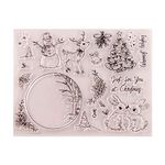 Snowman Christmas Tree Deer Bird Rabbits Clear Rubber Stamps for Card Making and Scrapbooking Snow Branches Leaves Christmas Easter Silicone Stamps (T1630)