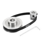 Serplex® Synchronous Wheel For 3D Printer Timing Pulley Printer Timing Gear for 3D Printer with FDM Tech 20 & 60 Teeth 8mm Bore Aluminum Timing Pulley with Length 200mm x6mm Belt