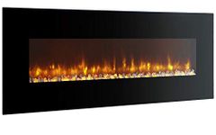 BREAKLING Electric Wall Fireplace Flame Effect LED Size XXL 122 x 16 x 52 cm – Black – Heating 2000 W