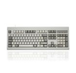 PERIXX PERIBOARD-106M, Wired Performance Full-Size USB Keyboard, Curved Ergonomic Keys, Classic Retro Gray/White Color, UK QWERTY