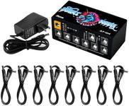 AZOR AP-104 Pedal Power Supply 8 DC Outputs Mini Pedal Board Power Supply with Switchable Voltage for 9V/12V Effect Pedal Power Supply